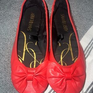 Sam & Libby Red Bow Ballet Flats for Women